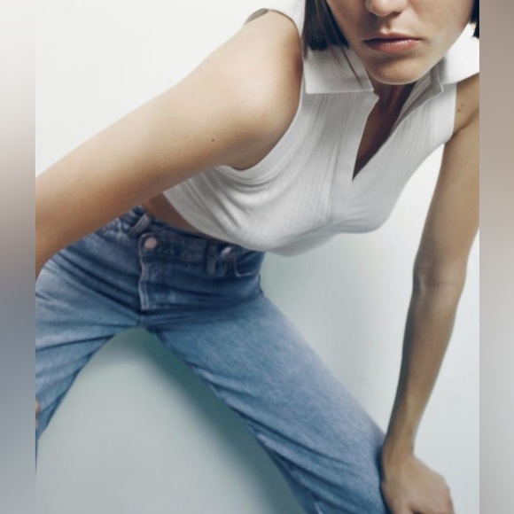 ZARA | Cropped Polo Top - Picture 1 of 4